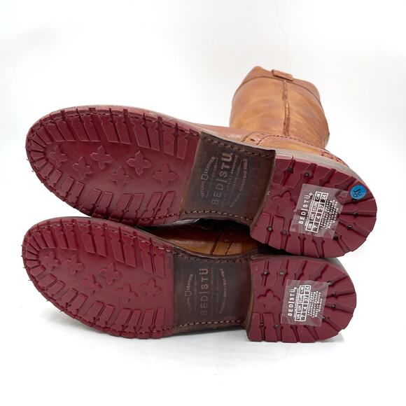 Bed Stu Jacqueline Riding Boots Pecan Rustic Brown Leather Knee Tall Sz 7 - Picture 12 of 14